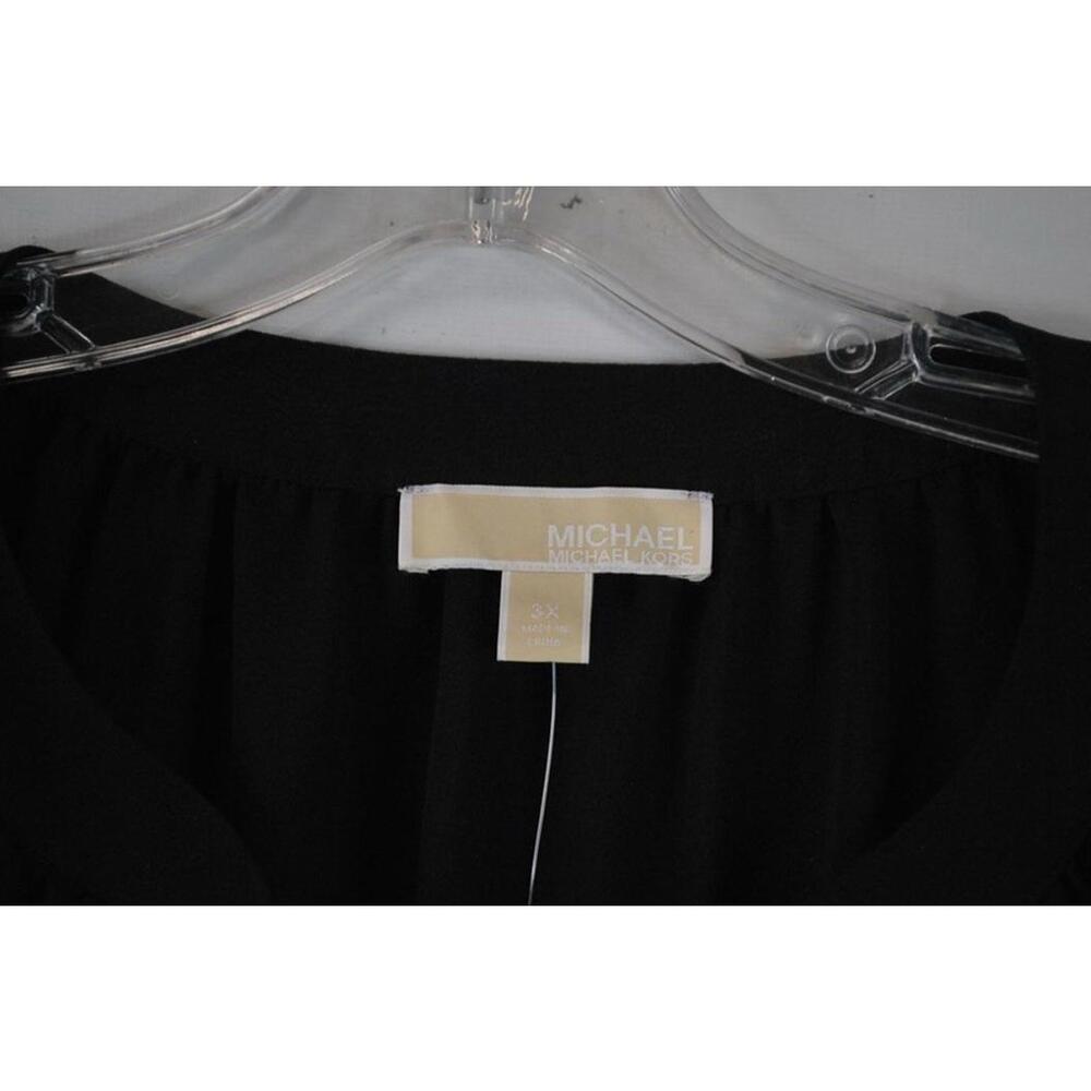 NWT Michael Kors Women's 3X Black V Neck Tie Sleeve Tunic Top List $84 - Picture 3 of 10
